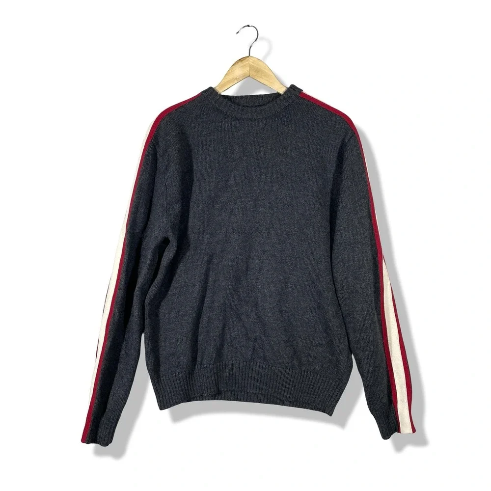 Y2K Banana Republic Merino Wool Striped Sleeve Knit Sweater Mens L Retro Grandpa